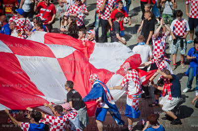 Gdansk. Dlugi Targ. Chorwaccy kibice przed meczem Mistrzostw...