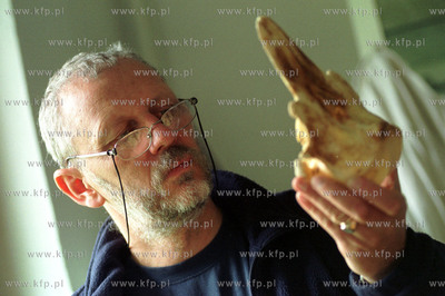 dr Krzysztof Skora /Stacja Morska w Helu/ z czaszka...
