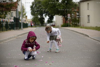 Procesja Bozego Ciala w gdanskiej dzielnicy Letnica....
