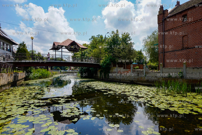 Nowy Dwór Gdański. Promenada wzdłuż rzeki Tugi....