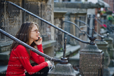Gdansk. Ul. Sw. Ducha. Aktorka z Gdanska, mieszkajaca...