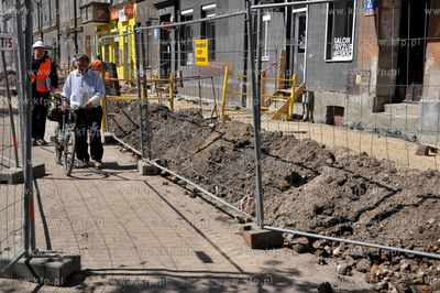 Gdansk. Dolne Miasto. Remont i przebudowa ulicy Lakowej....