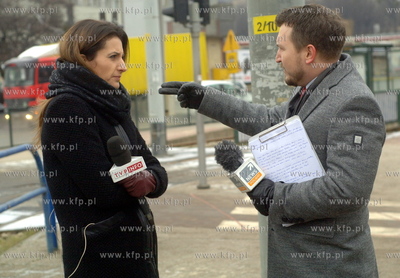 Dziennikarze Agnieszka Oszczyk, TVP Gdansk i  Marcin...