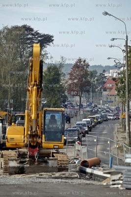 Gdansk. Budowa Trasy Slowackiego. Korek od ul. Chrzanowskiedo...