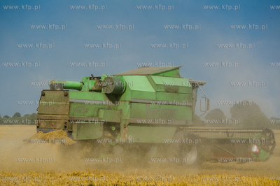 Powiat Koscierski. Kombajn podczas zniw. 
04.08.2015
fot....