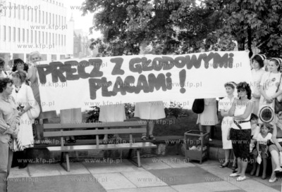 Protest sluzby zdrowia pod pomnikiem krola Jana III...