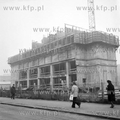 Budowa hotelu Heweliusz w Gdansku Srodmiesciu.  15.02.1974...