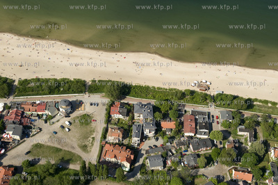 Gdansk Brzezno z lotu ptaka. Widoczna plaza, dawne...