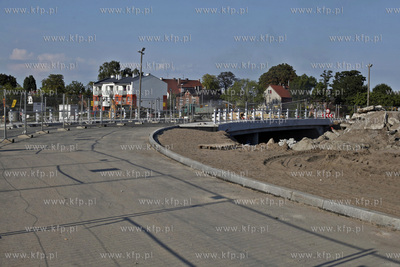 Gdansk. Prace przy budowie wezla drogowego w Letnicy...