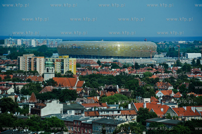 Gdansk.  Panorama Wrzeszca oraz Letnicy ze stadionem...