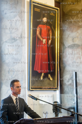 Gdańsk. Ratusz Głownego Miasta. Sala Wety. Konferencja...