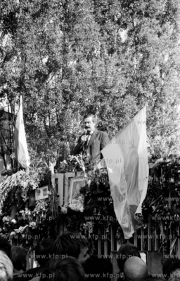 Strajk w Stoczni Gdanskiej im Lenina. Nz. Lech Walesa...