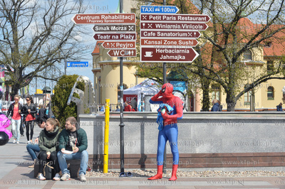 Sopot. Na monciaku pojawil sie Spiderman. 2.05.2015...