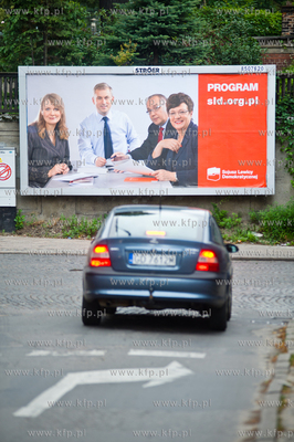 Gdansk Wrzeszcz. Bilbordy informacyjne Sojuszu Lewicy...
