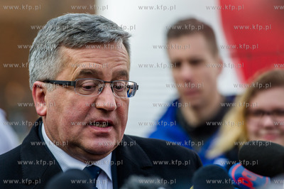 Gdansk. Targ Weglowy. Konferencja Prezydenta Bronislawa...