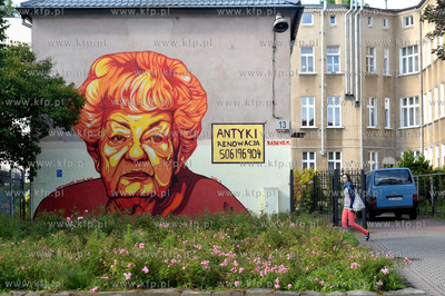 Gdańsk Wrzeszcz. Mural na ul. Jana Matejki 13. 3.07.2014...