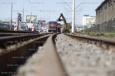 Gdansk. Jana z Kolna. Remont tramwajowego torowiska...