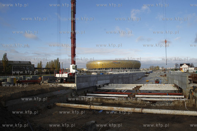 Budowa wezla komunikacyjnego w Gdansku Letnicy. 05.11.2013...