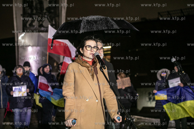 Stand With Ukraine. Wiec poparcia dla Ukrainy na placu...