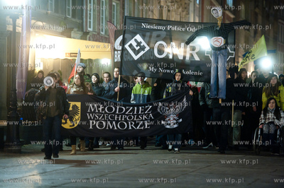 Gdansk. Dzien Gniewu. Manifestacja pod haslem 5 X NIE...