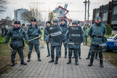 Gdansk. Teren przez Historyczna Sala BHP. Inscenizacja...