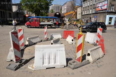 Gdansk. Dolne Miasto. Remont i przebudowa ulicy Lakowej....