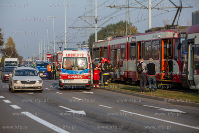 Zderzenie tramwajów na ul. Marynarki Polskiej w Gdańsku.
18.10.2018
fot....