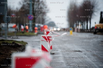 Slupsk. Remontowana i modernizowana ulica Grunwaldzka,...