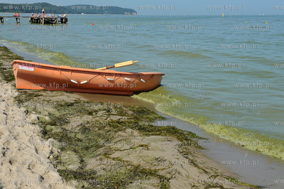 Sopot. Plaza. Zakaz kapieli w wodach Zatoki Gdanskiej...