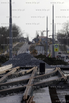 Budowa linii tramwajowej na gdańskiej Morenie. 25.02.2015...