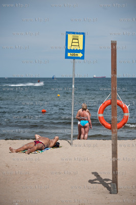 Sopot. Tlumy turystow, podczas slonecznego i goracego...