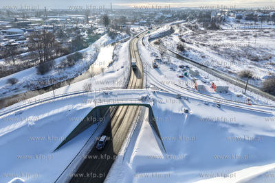 Panorama Pruszcza Gdańskiego. Widok na budowę węzła...