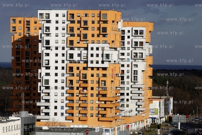 Gdansk Przymorze. Obroncow Wybrzeza. Nz Budynki mieszkalne...