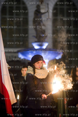 Gdańsk. Długi Targ. Protest Młodzieży Wszechpolskiej...