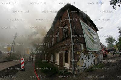 Pozar budynku przy ul. Starowiejskiej 11 w Gdansku-Letnicy....