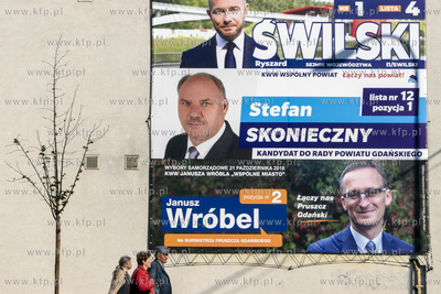 Wybory samorządowe 2018. Na zdjeciu bilbord wyborczy...