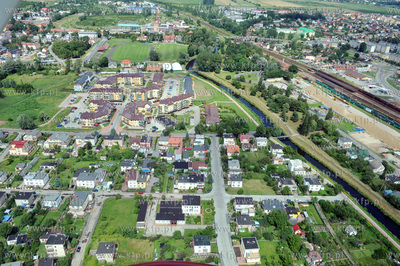 Pruszcz Gdanski z lotu ptaka.Widok na - po prawej dworzec...