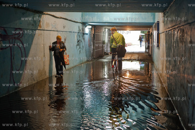 Gdansk. Wrzeszcz. Zalane przez ulewny opad deszczu...