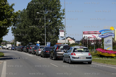 Korek na drodze Puck-Władysławowo na wjeździe do...