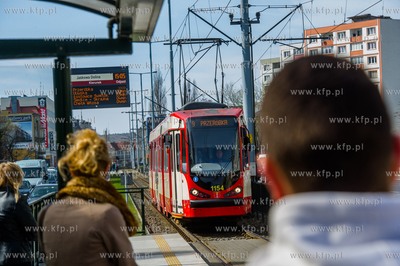 Gdansk. Wrzeszcz. Tablica informacyjna ZKM na przystanku...