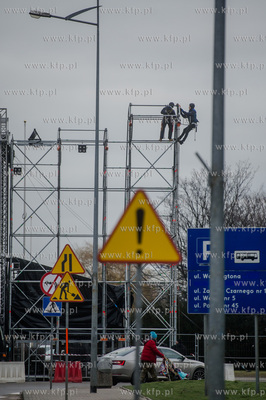 Gdynia. Skwer Kościuszki. Budowa sceny przeznaczonej...