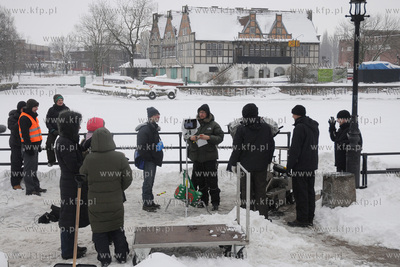 Ulica Grodzka na Starym Miescie w Gdansku. Plan filmowy...