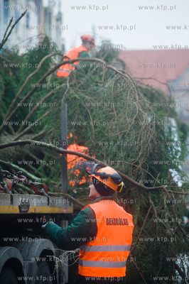 Gdansk. Dlugi Targ. Operacja stawiania swiontecznej...