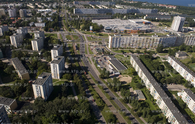 Gdansk Przymorze z lotu ptaka. Po prawej dom tzw. falowiec...