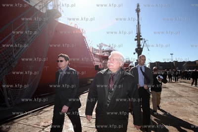 Stocznia Gdansk. Uroczystosc chrztu statku SYN ANTARES....