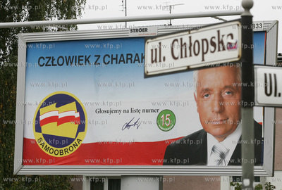 Wybory prezydenckie. Bilboard wyborczy Andrzeja Leppera...