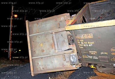 Gdansk, Wrzeszcz. Wykolejenie 8 wagonow z weglem, pociagu...