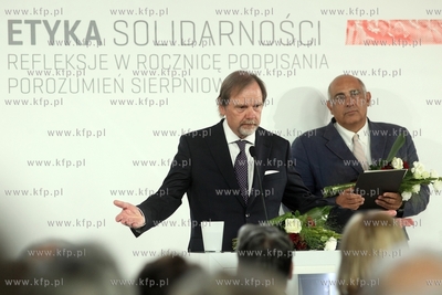 Gdansk. Dwor Artusa. Wyklad Guya Sormana i uroczystosc...