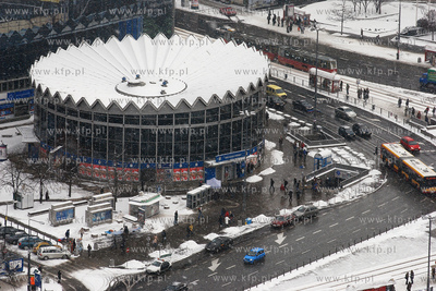 Panorama zimowej Warszawy - widok z Palacu Kultury...