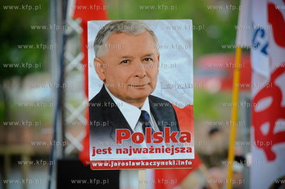 Gdansk. Targ Rybny. Wiec wyborczy Jaroslawa Kaczynskiego,...